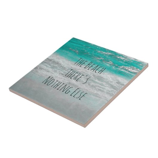 De Beach Turquoise White Ocean Waves Phrase Tegeltje (Zijkant)