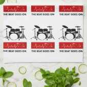 De Beat gaat aan - een drummer's hart Theedoek (Gevouwen)