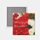 De beaux aimants pour fille Tulipes rouges Fleurs (Recto/Verso)