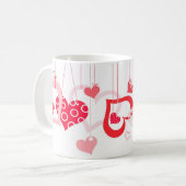 De Beaux Coeurs Accrochant Valentine Mignonne Mug (Devant gauche)