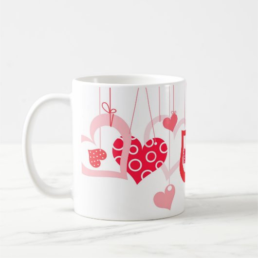 De Beaux Coeurs Accrochant Valentine Mignonne Mug (Gauche)