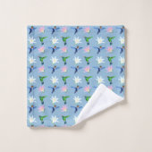 De beaux colibris et fleurs sur fond bleu clair (Gant de toilette)