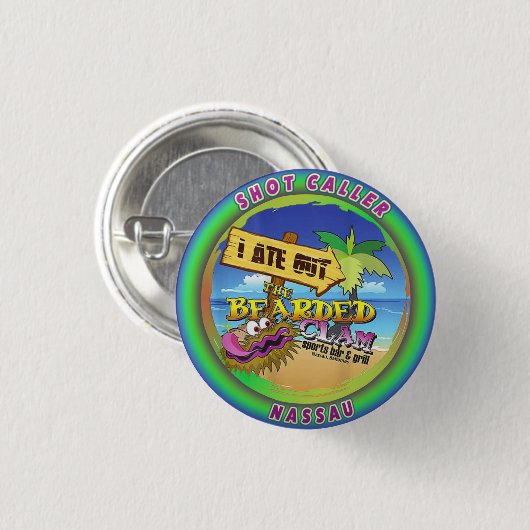 De bebaarde mossel ronde button 3,2 cm (Voorkant /achterkant)