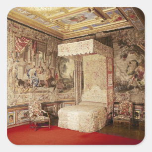 De bedkamer van de koning vierkante sticker