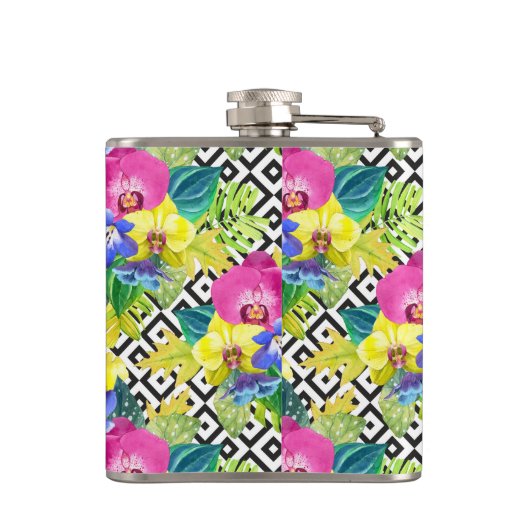 De Begonia en de Palmbladen van de orchidee Heupfles (Achterkant)