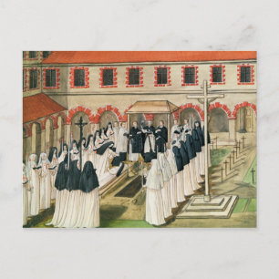 De begrafenis van een non uit 'l'Abbaye de Briefkaart