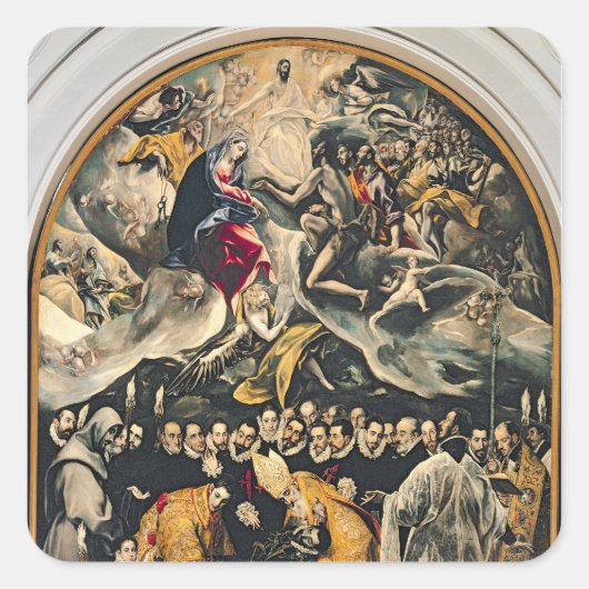 De begrafenis van graaf Orgaz Vierkante Sticker (Voorkant)