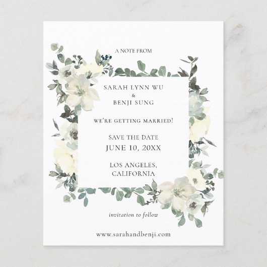 De begroting Dusty Blue & White Floral sparen de D Flyer (Voorkant)