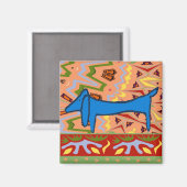 De bekende Blue Dachshund op Abstract Magneet (Voorkant / Achterkant)