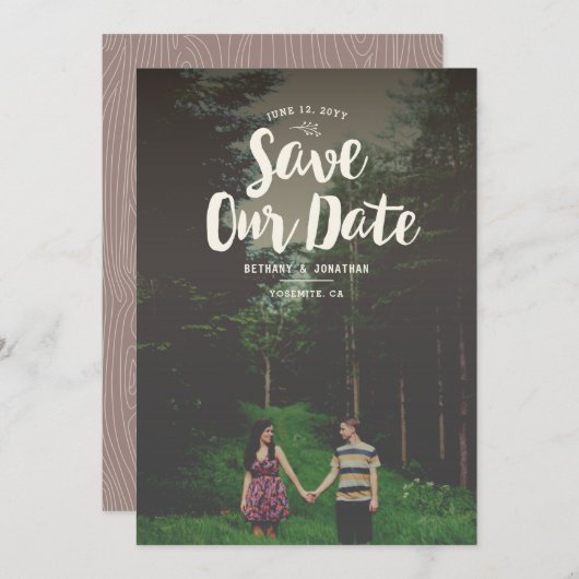 De Bekleding van Woodsy sparen de Datum Save The Date (Voorkant / Achterkant)