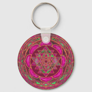 De belangrijkste keten Sri Lakshmi Yantra Mandala Sleutelhanger