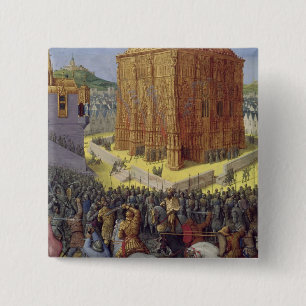 De belegering van Jeruzalem door Nebuchadnezzar Vierkante Button 5,1 Cm
