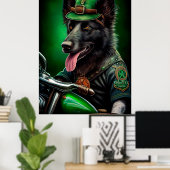 De Belgische Shepherd-fiets St. Patrick's Day Poster (Thuiskantoor)