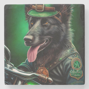 De Belgische Shepherd-fiets St. Patrick's Day Stenen Onderzetter