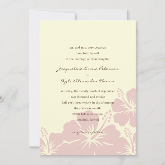 De Belles Invitations De Mariage Hibiscus (Roses) (Devant)