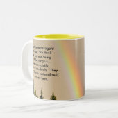 De beloften tweekleurige koffiemok (Voorkant links)