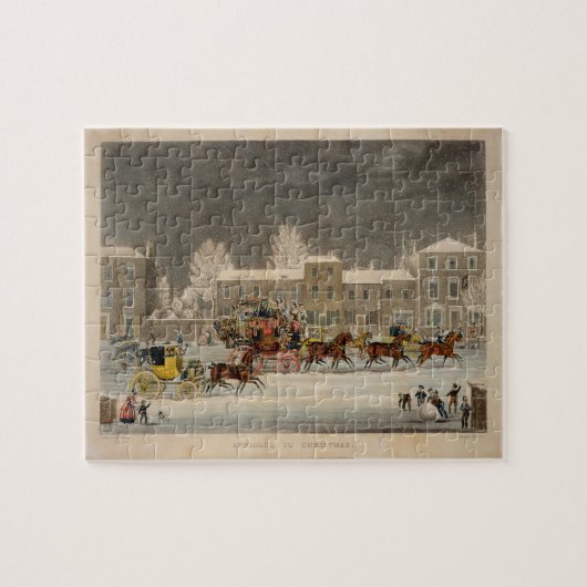 De benadering van Kerstmis, gegraveerd door George Legpuzzel (Horizontaal)