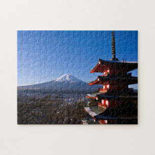 De berg Fuji en de rode pagode Legpuzzel
