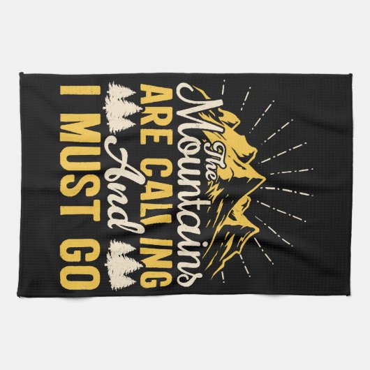 De bergen bellen en ik moet gaan. theedoek (Horizontaal)