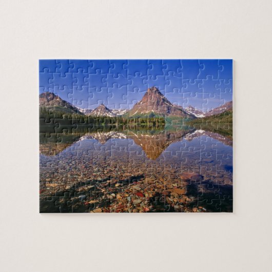 De bergen reflecteren de kalmte van Two Medicine L Legpuzzel (Horizontaal)