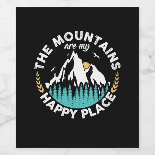 De bergen zijn mijn gelukkige plek wijn etiket (Enkel label)