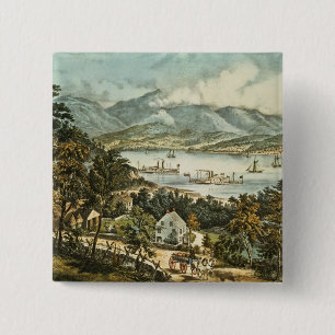 De berggebieden van de Catskills Vierkante Button 5,1 Cm