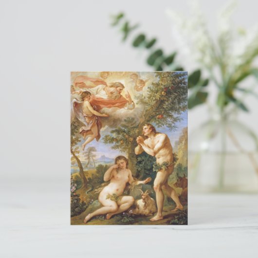 De berisping van Adam en Eva Biblical Religious Ar Briefkaart (Staand voorkant)