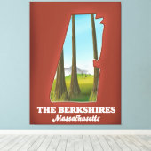 De Berkshires Massachusetts kaart Canvas Afdruk (Insitu (Houten vloer))