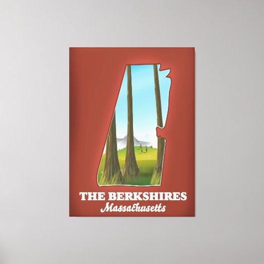 De Berkshires Massachusetts kaart Canvas Afdruk (Voorkant)