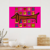 De beroemde Abstracte Quilt Dachshund Poster (Keuken)