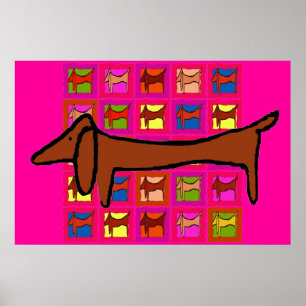De beroemde Abstracte Quilt Dachshund Poster