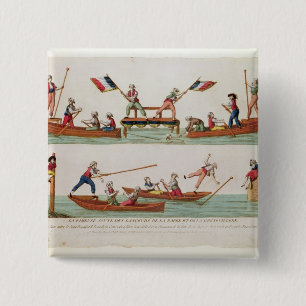 De beroemde joust tussen de dansers vierkante button 5,1 cm