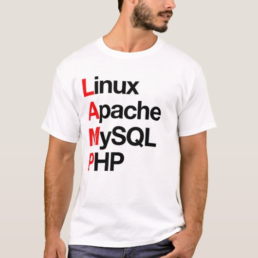 De beroemde LAMP Stack. T-shirt (Voorkant)