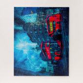 De beroemde Red London Buses. Legpuzzel (Verticaal)