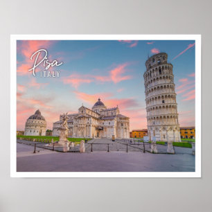 De beroemde scheve toren in Pisa Italië Poster
