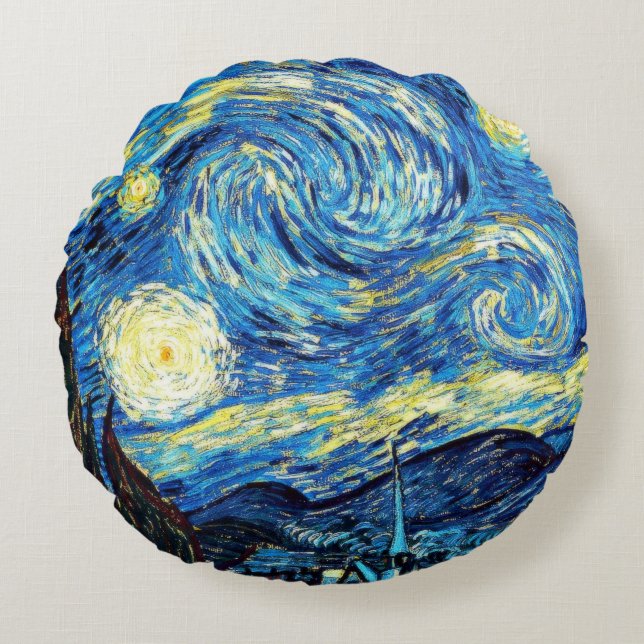De beroemde schilderij van Van Gogh, De sterrennac Rond Kussen (Voorkant)