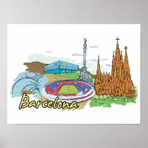 De beroemde stad Barcelona Poster