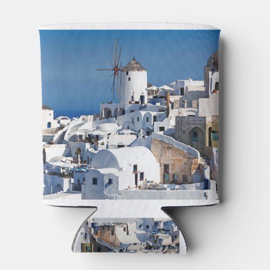 De beroemde windmolens in Oia of Santorini, Grieke Blikjeskoeler (Achterkant)