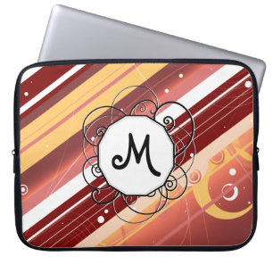 De bes kust modern-Retro Strepen met Monogram Laptop Sleeve