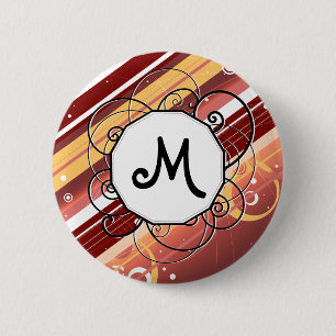 De bes kust modern-Retro Strepen met Monogram Ronde Button 5,7 Cm