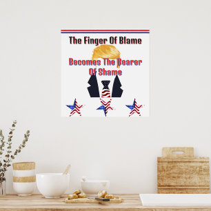De beschuldigende vinger van schaamtedrager Trump Poster