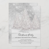 De besneeuwde winterse kerstscène van Silver Tree Kaart (Voorkant / Achterkant)