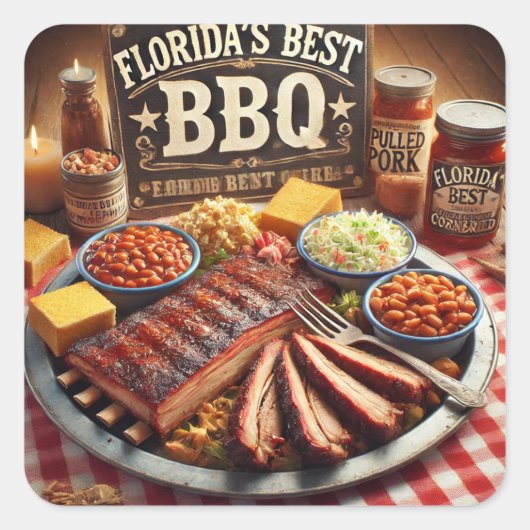 De beste BBQ van Florida Vierkante Sticker (Voorkant)