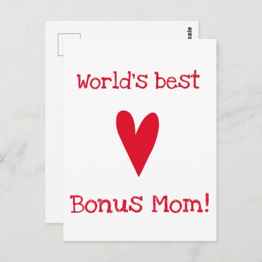 De beste bonusmam ter wereld! | Rode Moederdag Briefkaart (Voorkant / Achterkant)