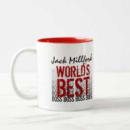 De beste Boss Grunge Lettering Red 010 ter wereld Tweekleurige Koffiemok