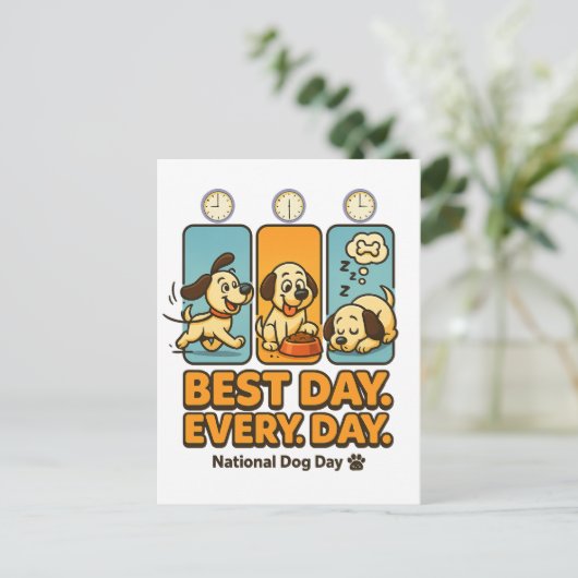 De beste dag van de dag - Funny Dog Comic Feestdagenkaart (Staand voorkant)