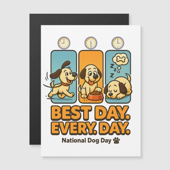 De beste dag van de dag - Funny Dog Comic Magnetic (Voorkant / Achterkant)