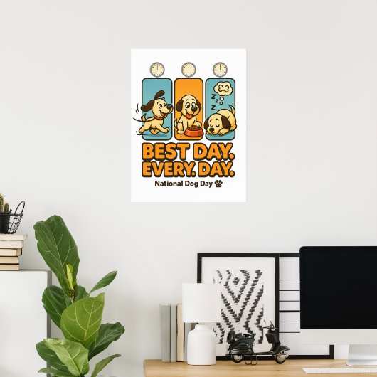 De beste dag van de dag - Funny Dog Comic Poster (Thuiskantoor)