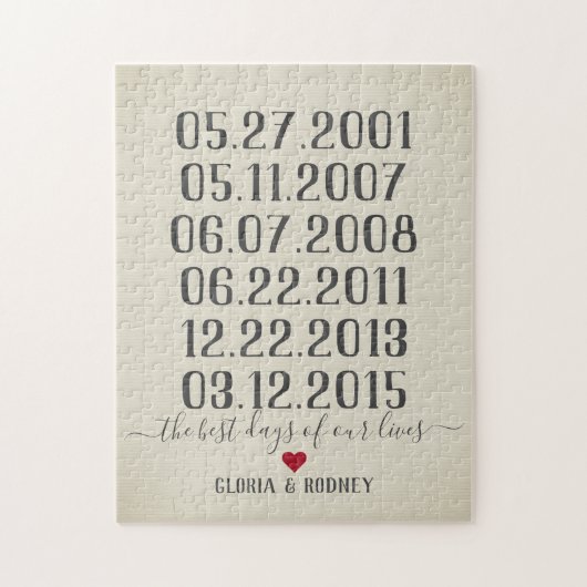 De beste dag van ons leven speciale datums  legpuzzel (Verticaal)