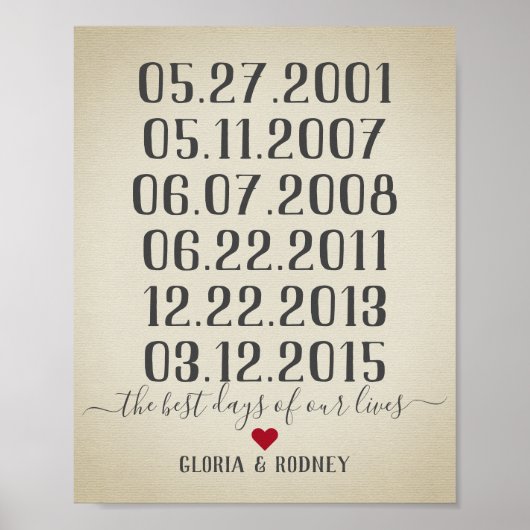 De beste dag van ons leven speciale datums poster (Voorkant)